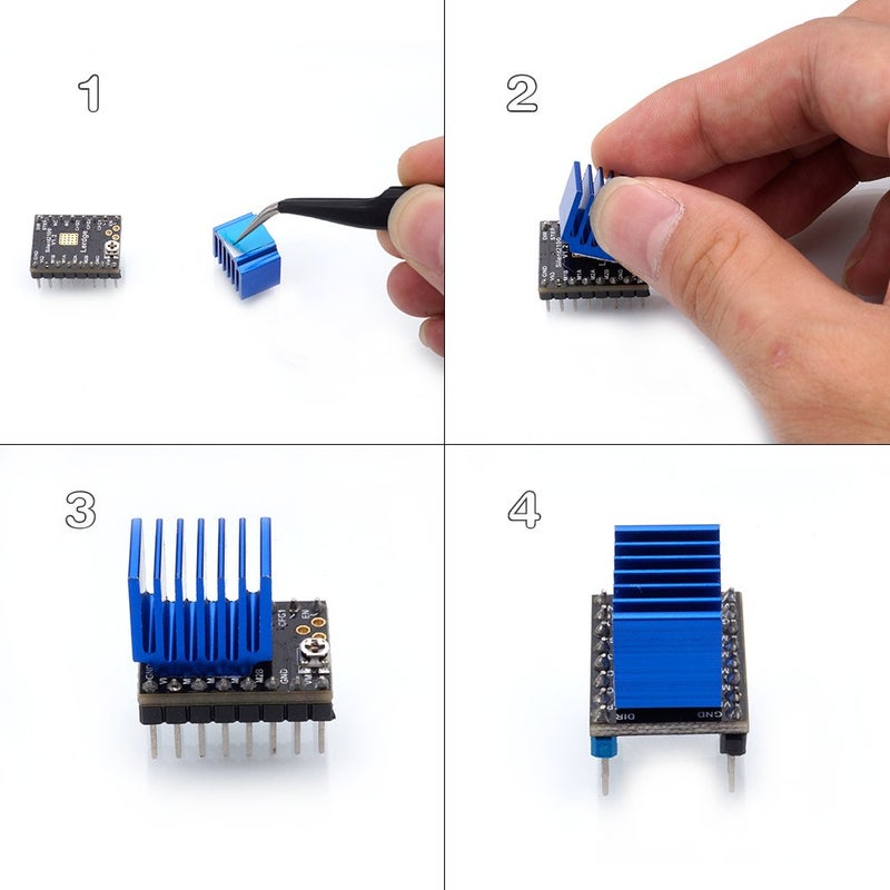 FYSETC Upgrade Stepper Motor Driver Heatsink, FYSETC 10pcs 3D Printer Parts Anodized Aluminum Heatsink 3D Printer Cooler for Raspberry Pi LV8729 A4988 DRV8825 TMC2208 TMC2100 TMC2130 Driver Module, Blue - Image 3